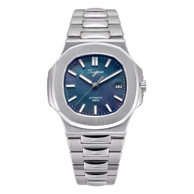 Sugess Heritage S466 PP Octagonal Day Display Blue Mother of Pearl Dial Stainless-Steel Au