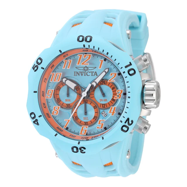 Invicta Venom Hydra Watch - 52mm. Light Blue. Orange (48238) kol saati