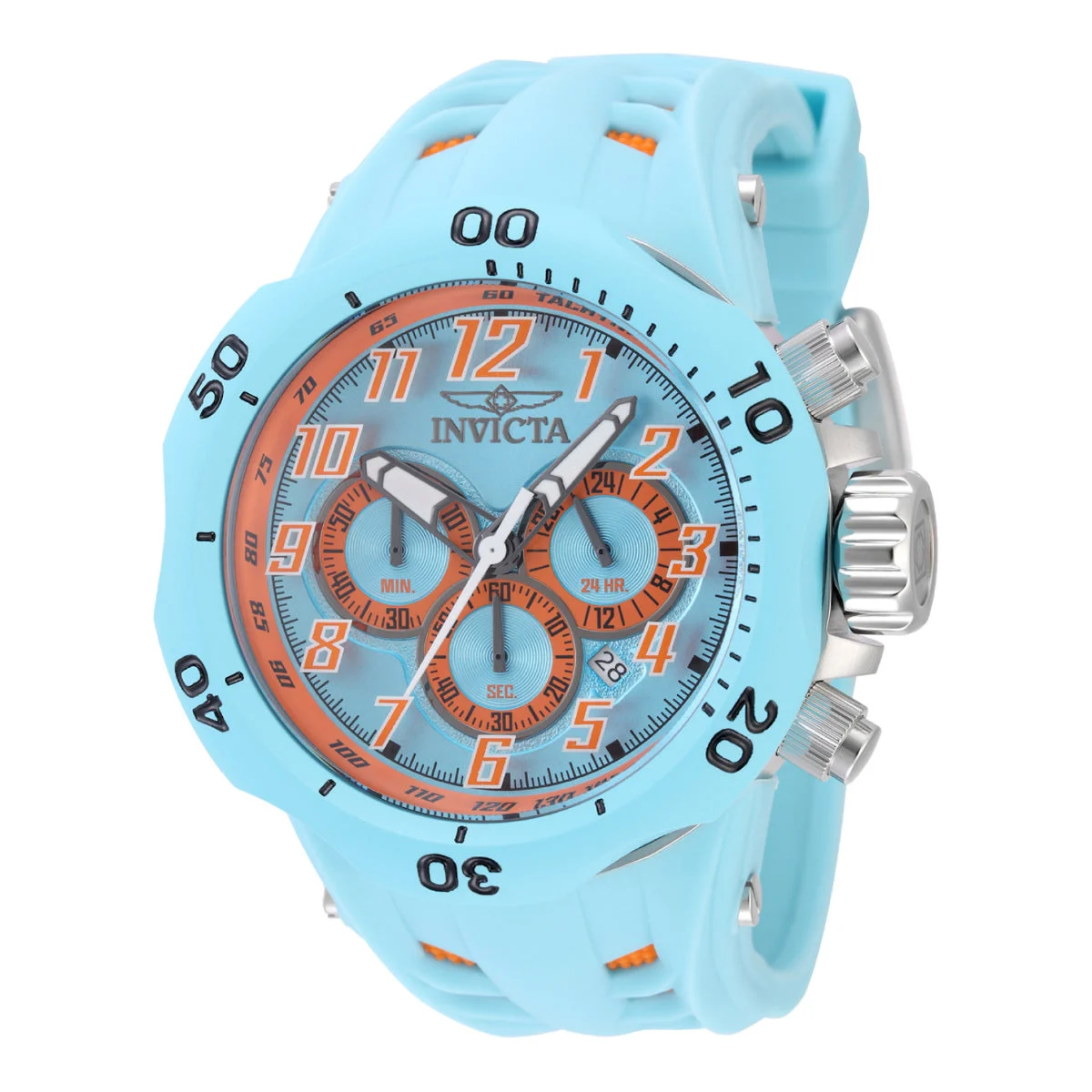 Invicta Venom Hydra Watch - 52mm. Light Blue. Orange (48238) 52 mm kol saati