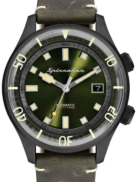 Spinnaker Bradner 42m Vintage-Style Automatic Sport Watch with a Luminous Bezel #SP-5057-04 42 mm kol saati