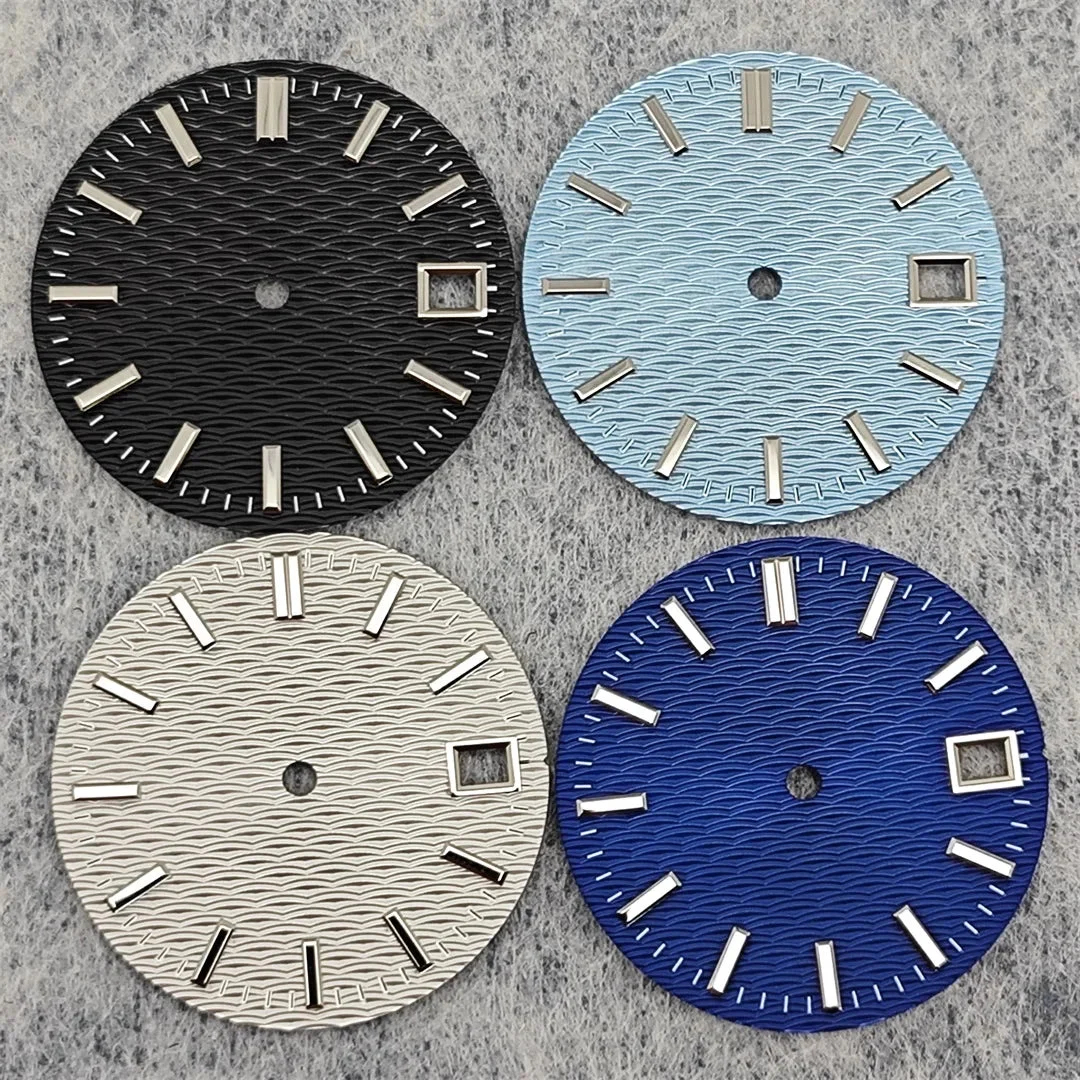 Tandorio Watch Dial For Engineer Mod NH35 Ripple Wave Textured Surface No Luminescence Watch Faces 12000044304738014 28.5 mm kol saati