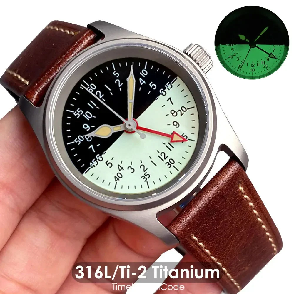 Tandorio Titanium GMT Field Watch NH34A 36mm 20bar Sapphire 14:100013777#titanium watch;5:56964930#steel (solid) back 36 mm kol saati