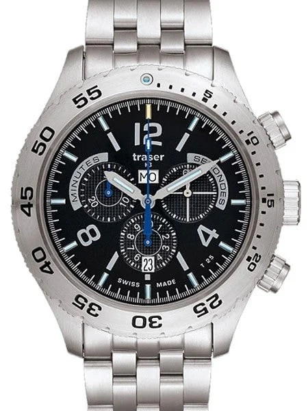 Traser Swiss Made Elegance Chronograph Watch with 46mm SS Case #105034 46 mm kol saati