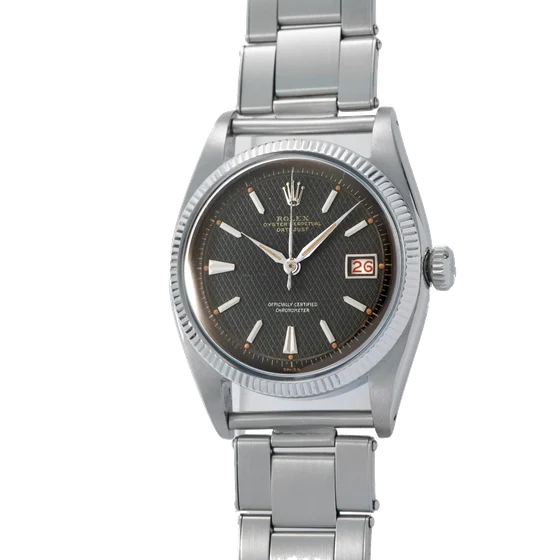 Rolex ROLEX, REF. 6305-1 DATEJUST Fine, self-winding, 18k yellow gold with black dial and