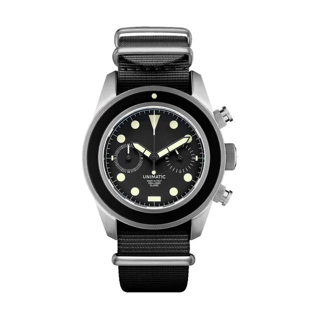 Unimatic Modello Tre U3 Classic Quartz 41.5mm - Black on Fabric Strap UC3 kol saati