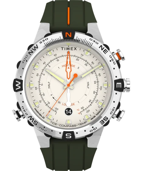 Timex Expedition Tide-Temp-Compass 45mm Silicone Strap Watch TW2V22200 kol saati