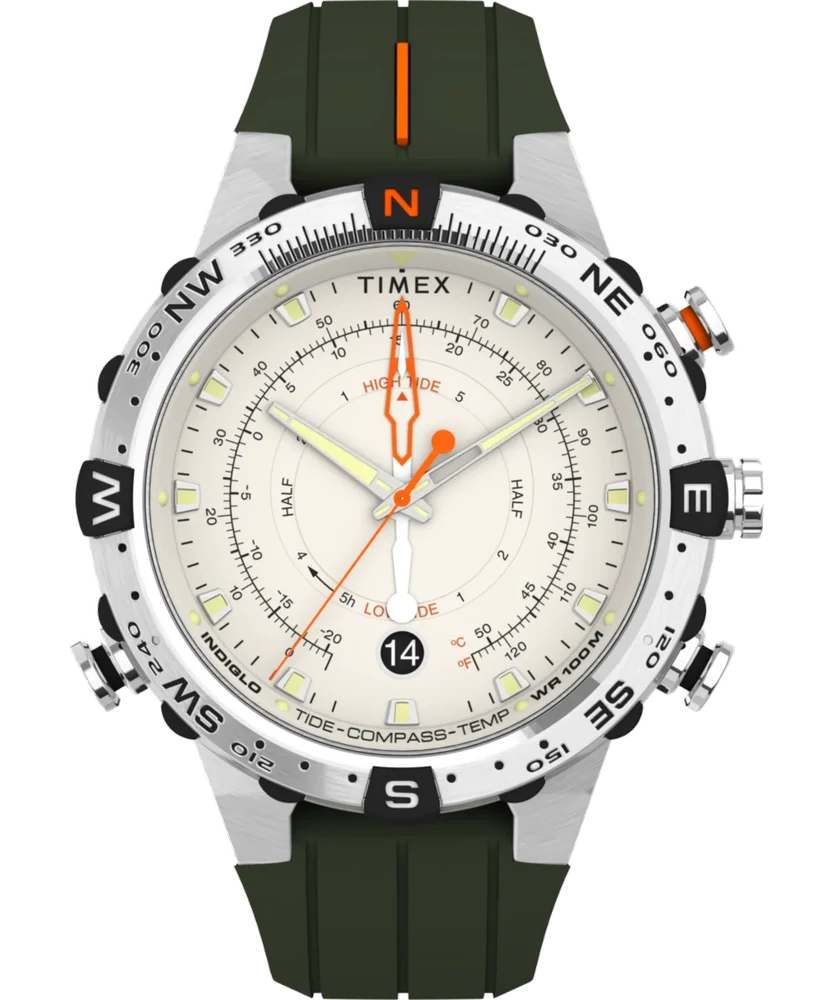 Timex Expedition Tide-Temp-Compass 45mm Silicone Strap Watch TW2V22200 45 mm kol saati