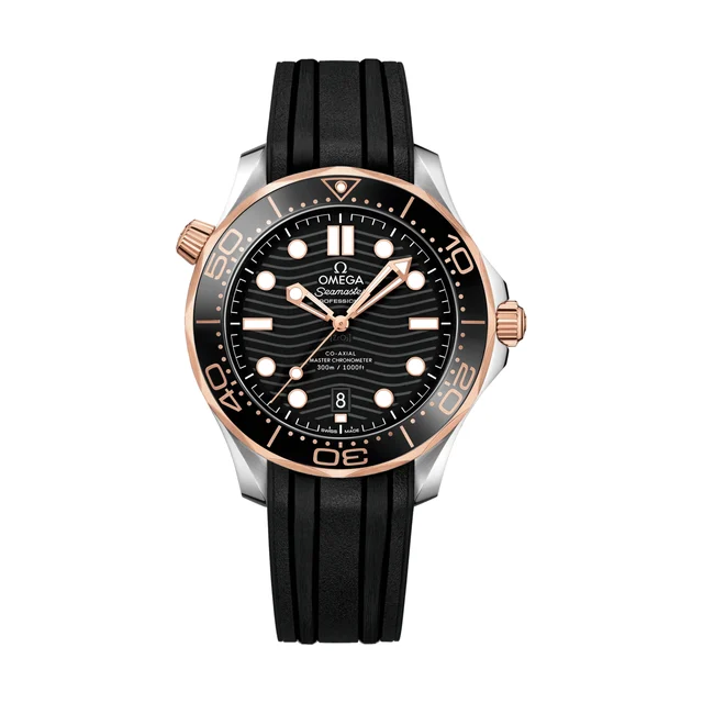 OMEGA Seamaster Diver 300M Stainless Steel and Sedna Gold 42mm - Black on Rubber Strap O21
