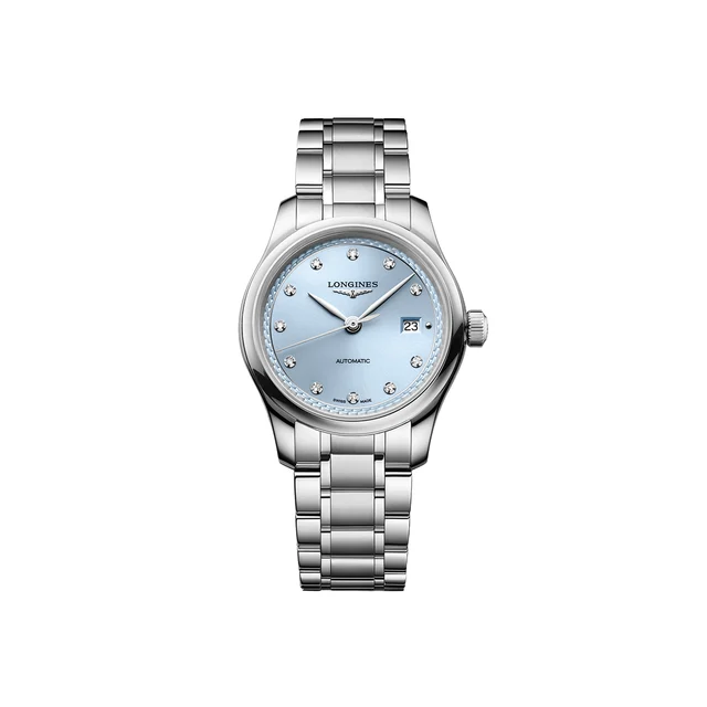Longines Master 30mm - Frosted Blue, Diamond-Set on Bracelet L24494976 kol saati