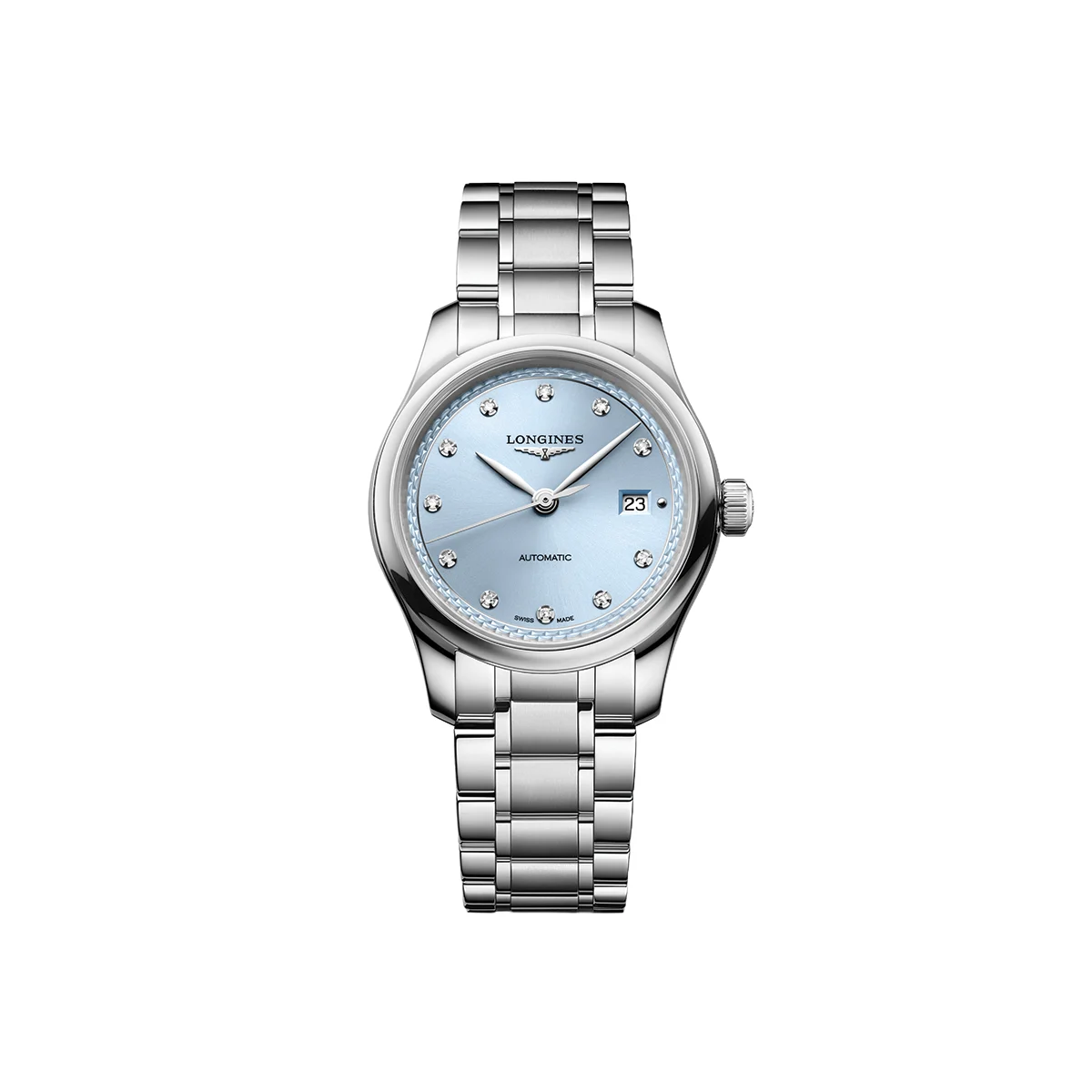 Longines Master 30mm - Frosted Blue, Diamond-Set on Bracelet L24494976 30 mm kol saati