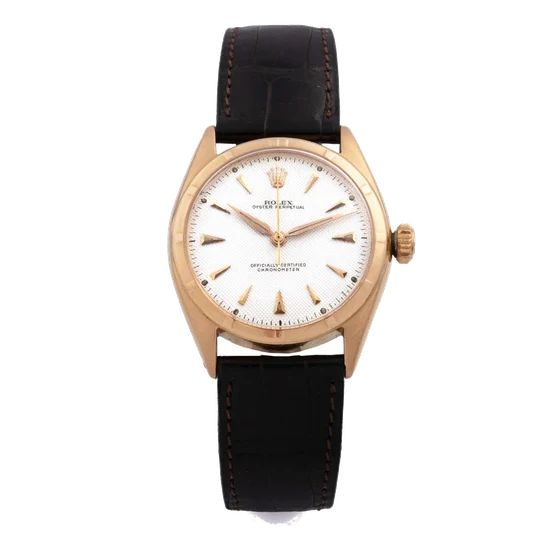 Rolex ROLEX, REF. 6085, RED OFFICIALLY A fine and rare, self-winding, 18k pink gold wristw