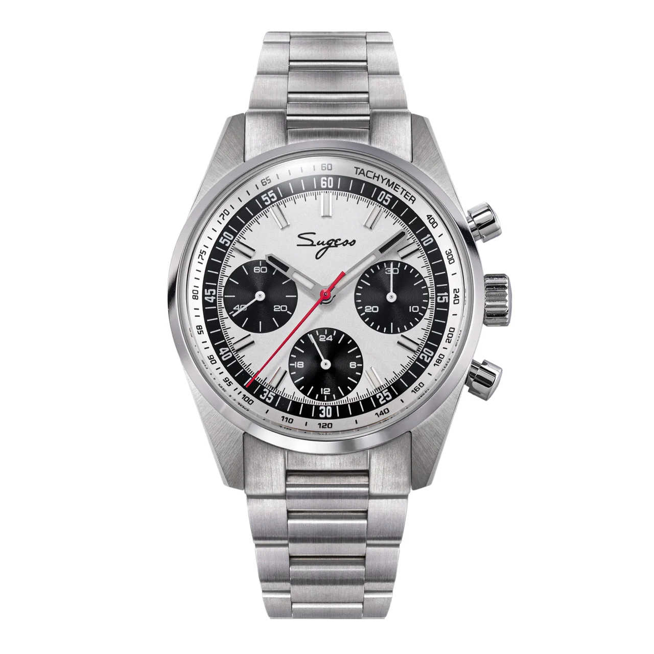 Sugess Chronograph Stainless Steel Panda Dial Silver Hand sugess-s465-chronograph-stainless-steel-panda-dial-silver-hand 46 mm kol saati