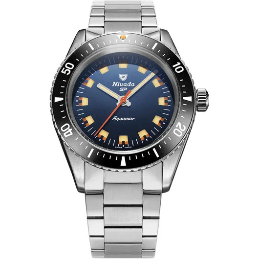 Nivada Grenchen Aquamar Blue on Bracelet Flat Link 32074A20 kol saati
