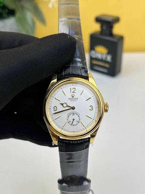 Rolex Perpetual 1908 Yellow Gold in Black Leather 39mm kol saati
