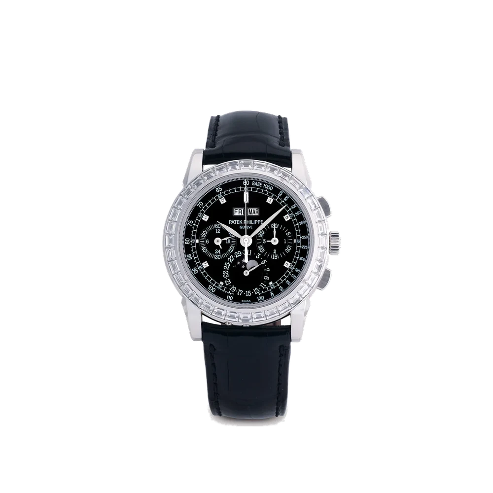 Patek Philippe PATEK PHILIPPE, REF. 5971P-001, GRAND COMPLICATIONS PERPETUAL CALENDAR CHRONOGRAPH, BAGUETTE DIAMOND BEZEL, PLATINUM kol saati