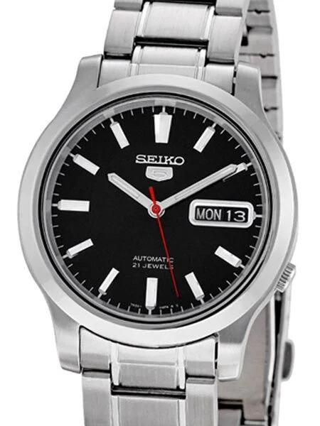 Seiko Automatic Black Dial Watch with Stainless Steel Bracelet #SNK795 38 mm kol saati