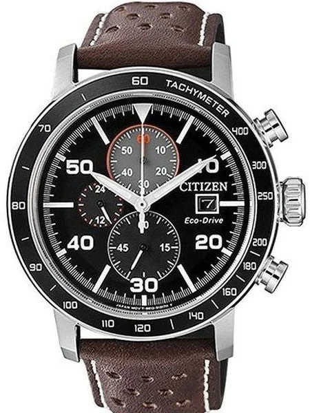 Citizen Eco-drive Chronograph Watch with 60-Minute Stopwatch #CA0641-24E kol saati