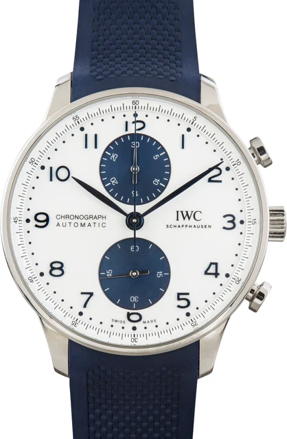 IWC Portugieser Chronograph IW371620 White Arabic Dial kol saati