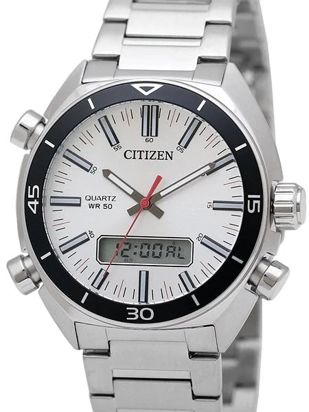Citizen Quartz Chronograph Alarm Watch with Analog-Digital Display #JM5460-51A kol saati
