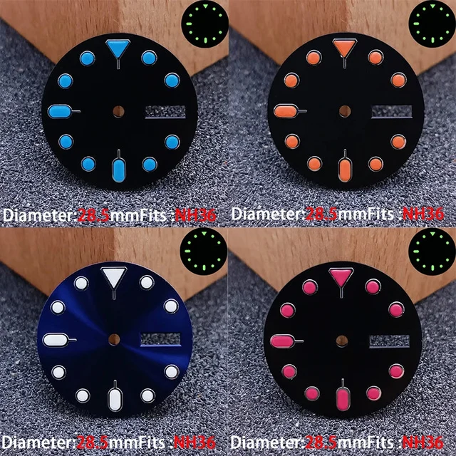 Tandorio Day-Date Dial for NH36 watch dial Green luminous Mod accessories parts 13 colors