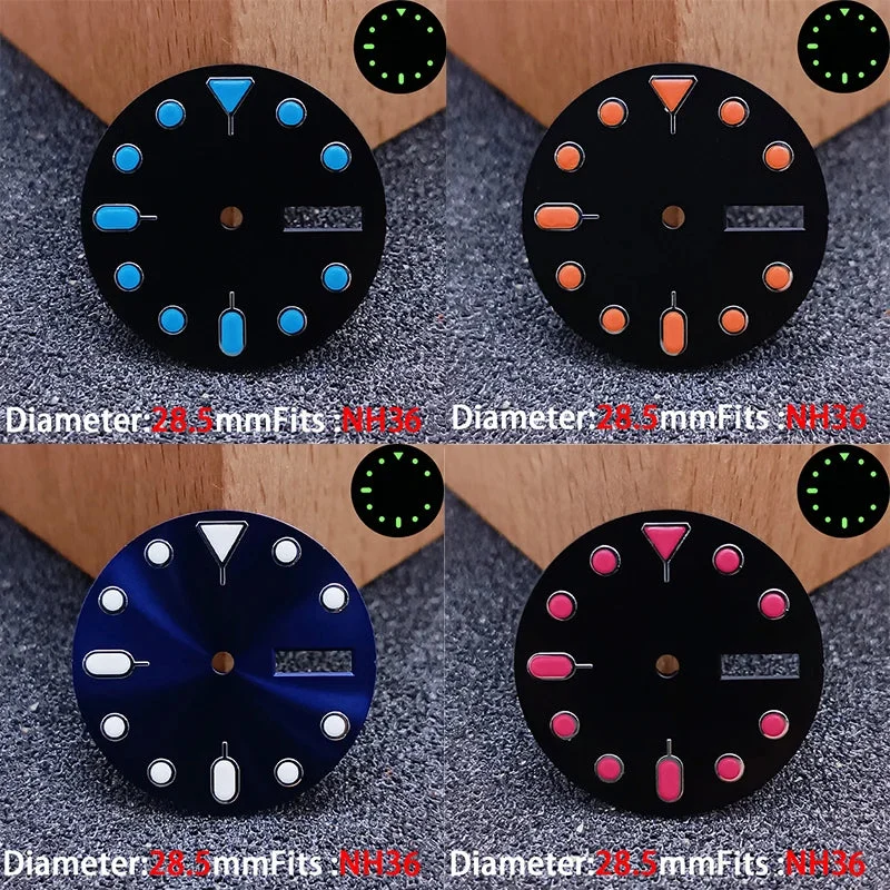 Tandorio Watches Day-Date Dial for NH36 watch dial Green luminous Mod accessories parts 13 colors 12000041673063836 28.5 mm kol saati