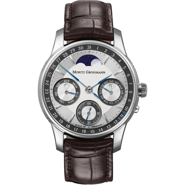 Moritz Grossmann Perpetual Calendar Platinum Argenté Anthracite MG-003904 kol saati