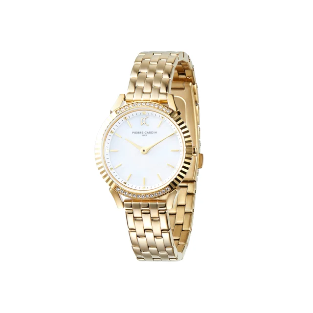 PIGALLE WOMENS Pigalle Simplicity Gold Watch with Crystals and Mother of Pearl Dial Look C