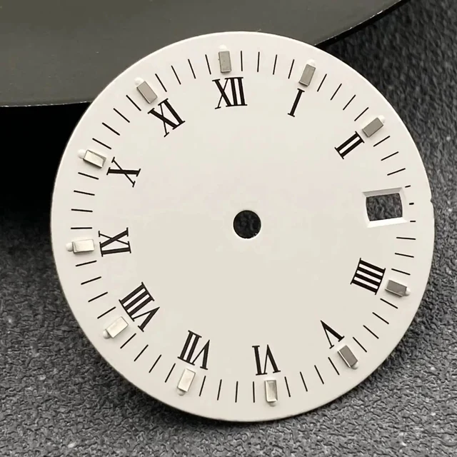 Tandorio Dial Roman numerals White Vintage No logo Single calendar Fit NH35 NH36 Movement