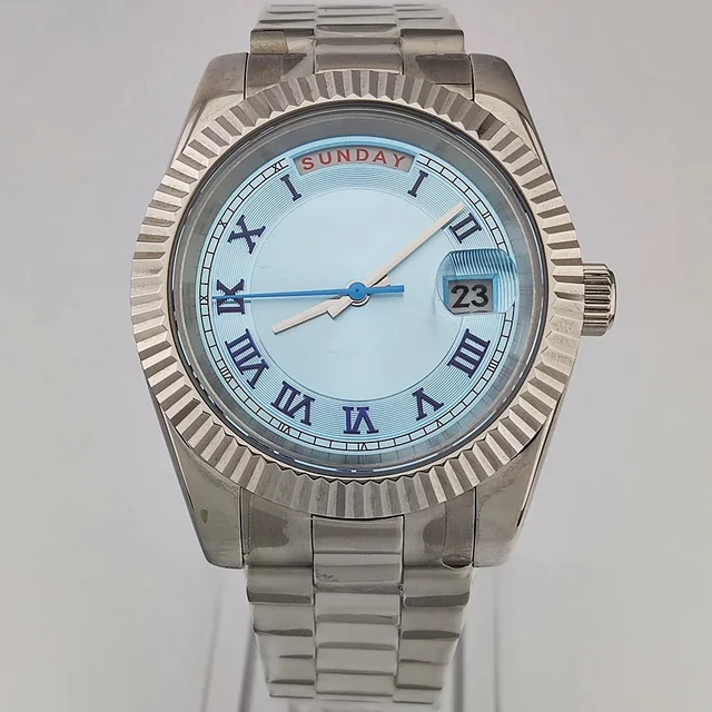 Tandorio Miyota 8285 Day-Date watch TDD003 39mm 10bar Waterproof Sapphire 14:366#NO LOGO W