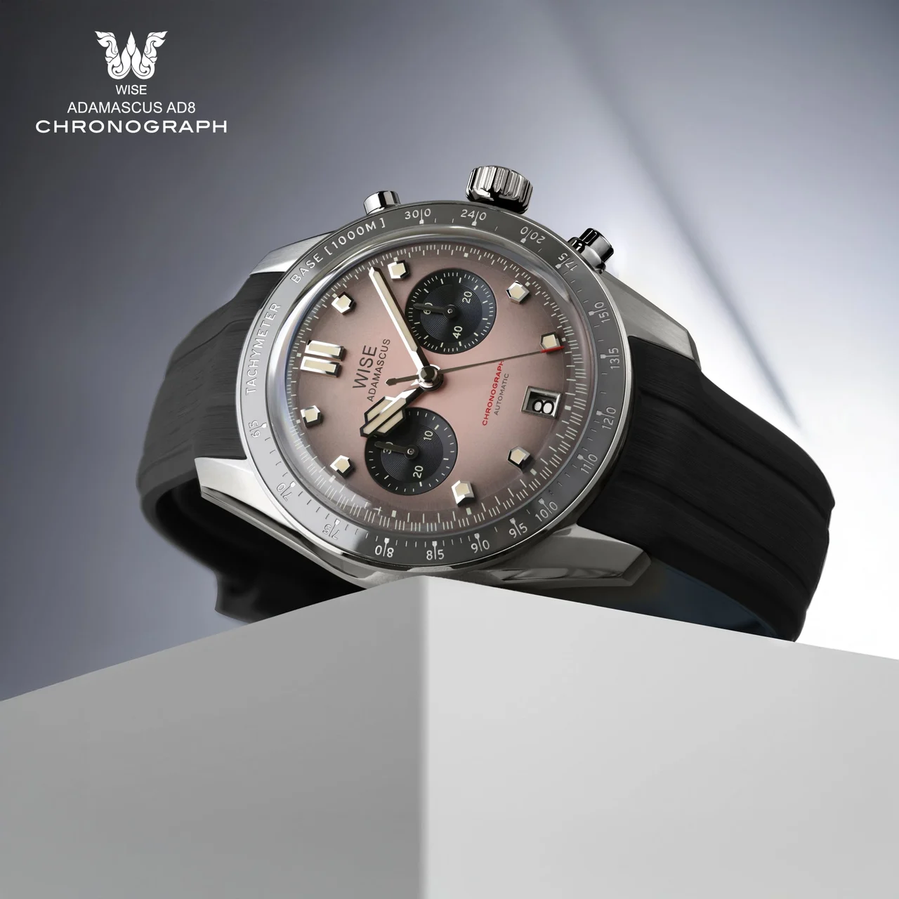 WISE ADAMASCUS AD8 Chronograph Light Pink-Grey 40 mm kol saati