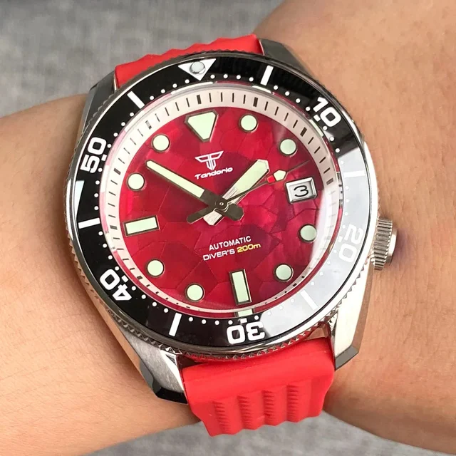 Tandorio Diver TD214R MOP Red Sapphire NH35 42.5MM 20bar 14:200005100#logo A kol saati