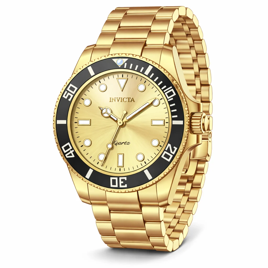 Invicta Pro Diver Vitreos Watch - 42mm, Gold (69396) 42 mm kol saati