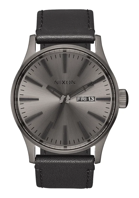 Nixon US Sentry Leather - Gunmetal / Black A105-1531-00 kol saati