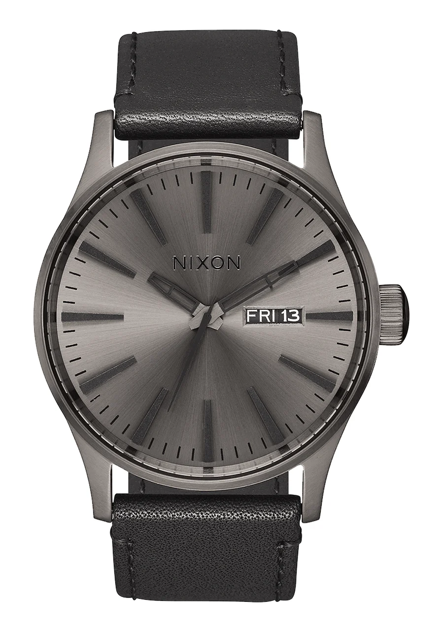 Nixon US Sentry Leather - Gunmetal / Black A105-1531-00 42 mm kol saati