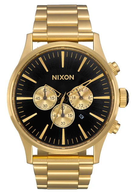 Nixon US Sentry Chrono - All Gold / Black A1390-510-00 kol saati