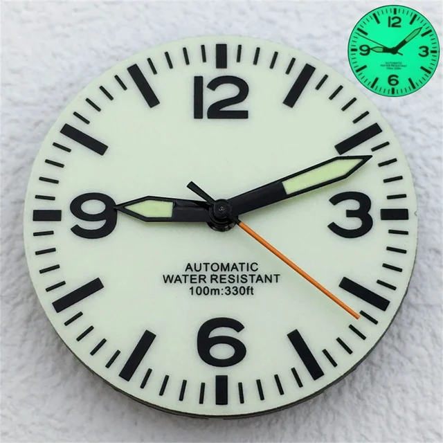 Tandorio Full Luminous Dial 29mm dial Black White Dial With Hands Fit NH34 NH35 NH36 Movem