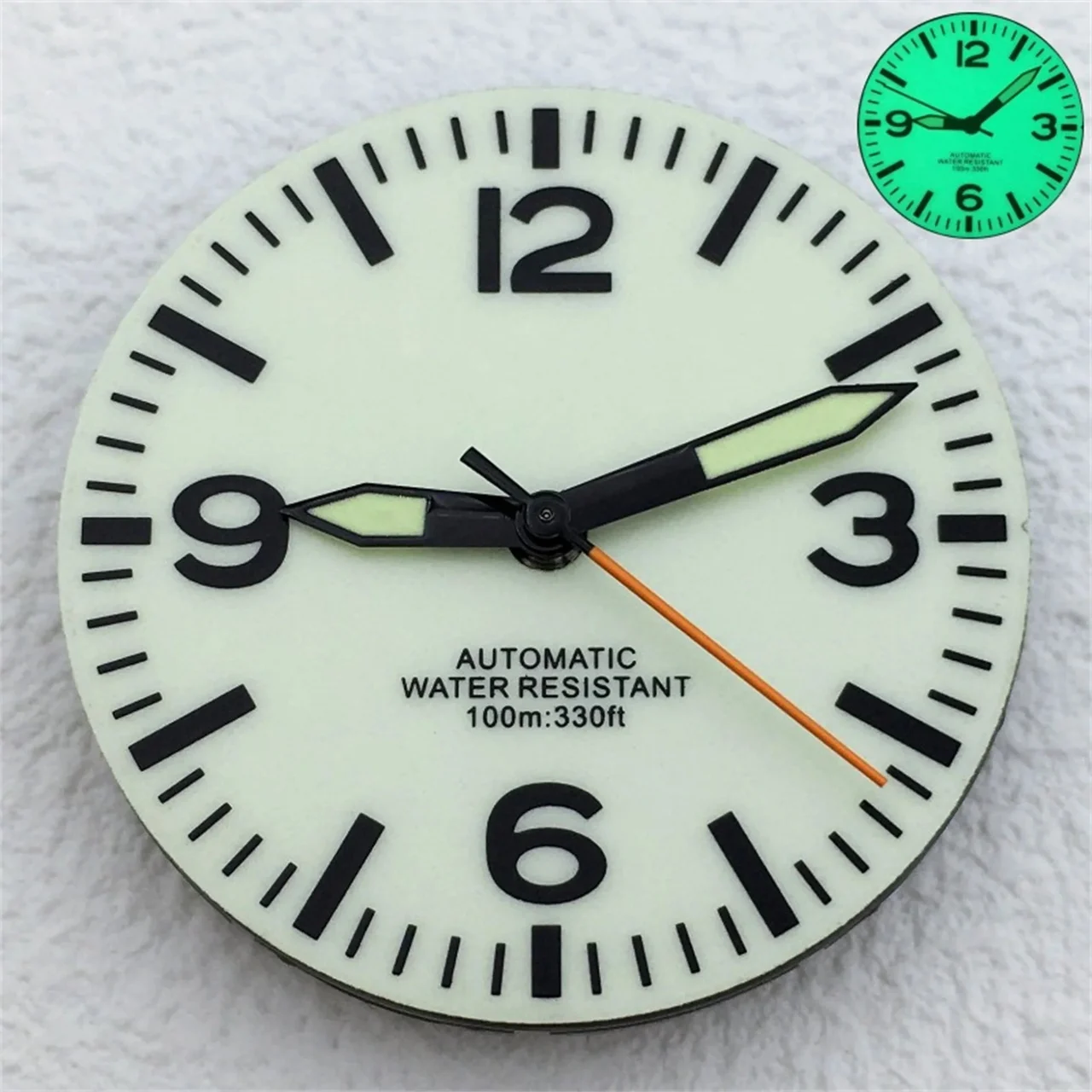 Tandorio Full Luminous Dial 29mm dial Black White Dial With Hands Fit NH34 NH35 NH36 Movement Green Luminous Watch parts 1005007749277215-10 29 mm kol saati