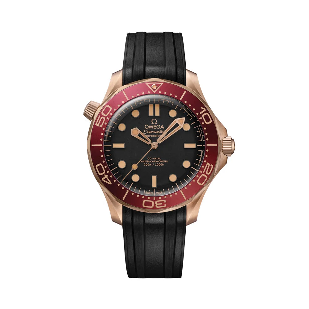 OMEGA Seamaster Diver 300M Bronze Gold 42mm - Black on Rubber Strap O21092422001003 42 mm kol saati