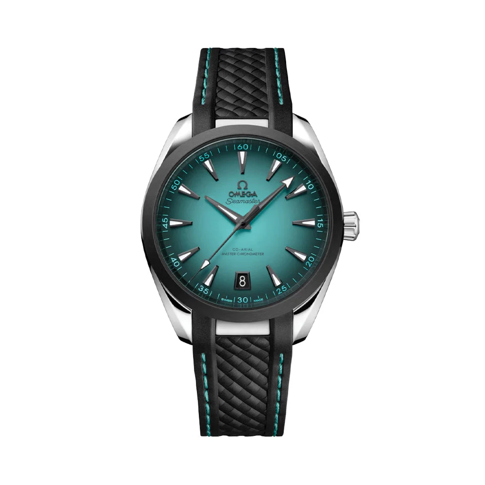 OMEGA Seamaster Aqua Terra 150M 41mm - Turquoise on Rubber Strap O22032412103001 41 mm kol saati