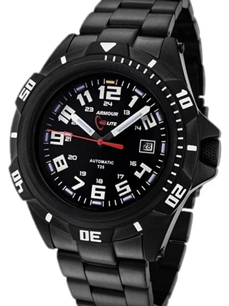 Armourlite Automatic Watch with Tritium Illumination, 45mm Black PVD Case and Bracelet #AL