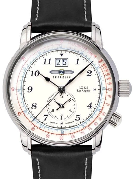 Graf Zeppelin Dual Time, Big Date Watch with Pulsometer Scale #8644-1 kol saati