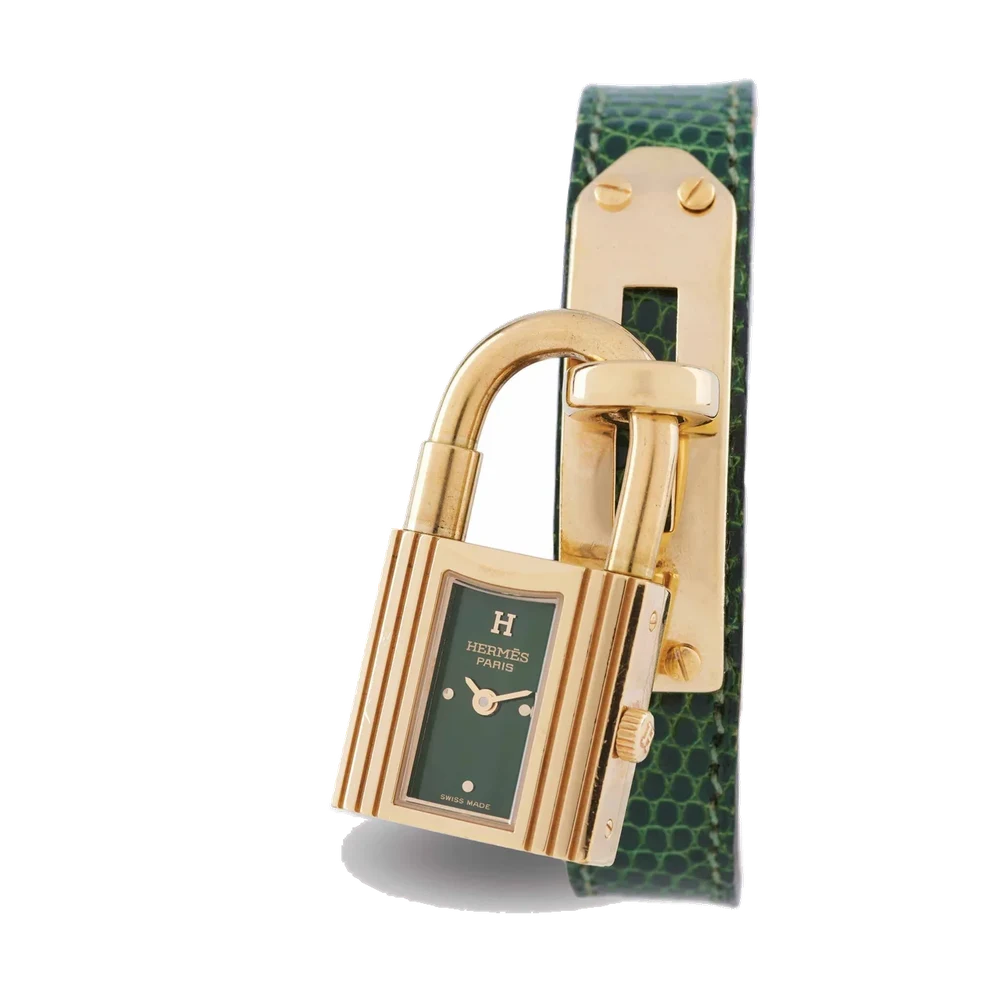 Hermes Ref.3901 Kelly-cadenas, Gold Plated, Green Dial kol saati