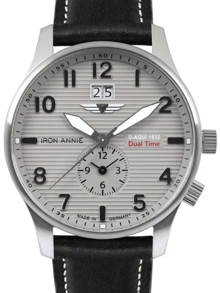 Iron Annie Big Date, Dual Time Pilot Watch with Two Crowns #5640-4 kol saati