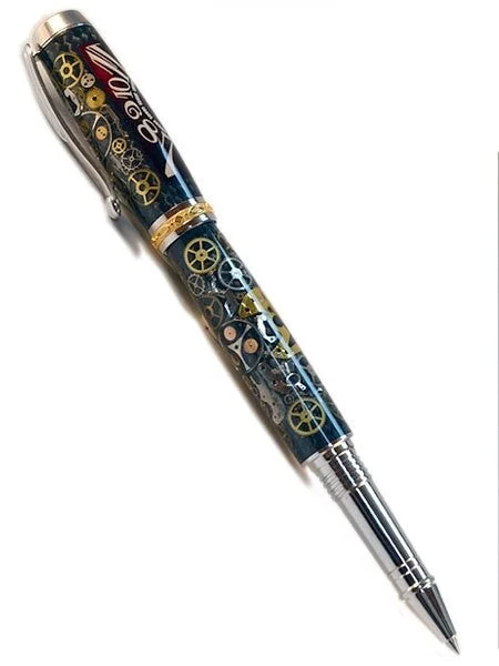 Pen Artisan Crafted Collectable made with a Franck Muller dial and assorted gears, cogs, s