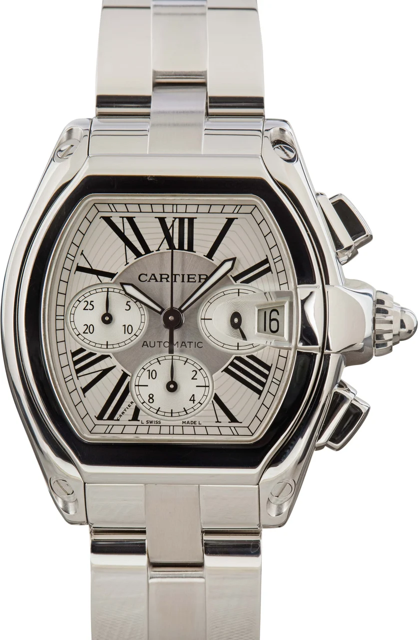 Cartier Roadster W62019X6 XL Stainless Steel Chronograph 43 mm kol saati