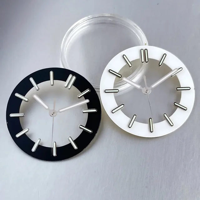 Tandorio skeleton watch dial Transparent fits NH35 NH38 NH70 NH71 NH72 green luminous nail
