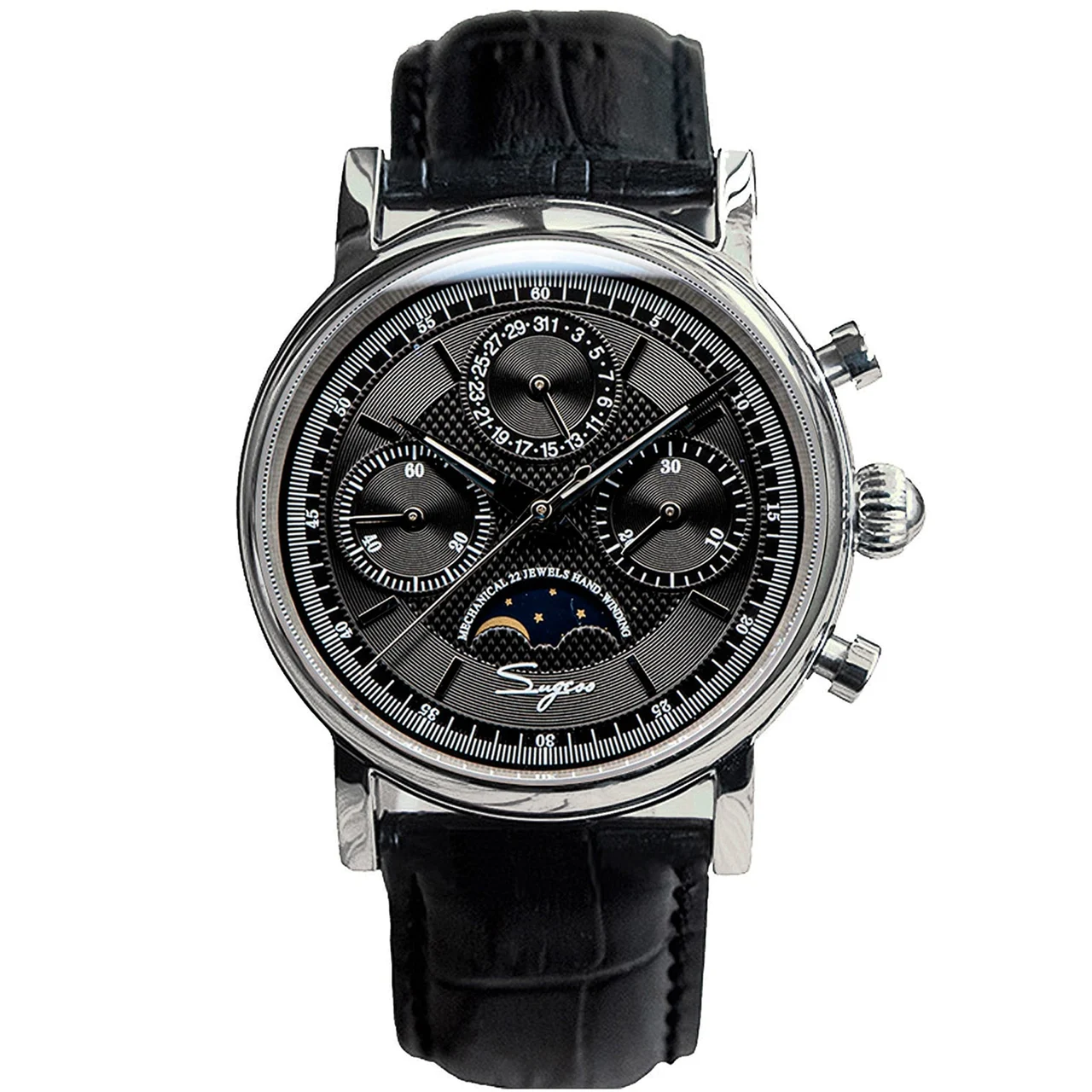 Sugess Sugess 394 银黑 黑竹节纹带 40 mm kol saati