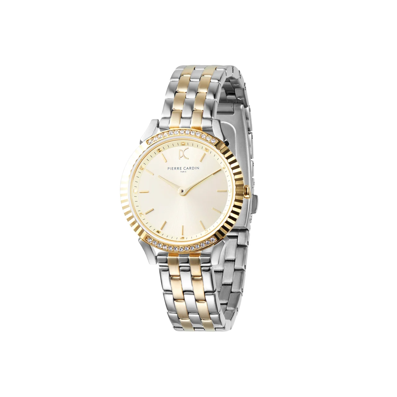 PIGALLE WOMENS Pigalle Simplicity Two Tone Gold and Steel Watch with Crystals CPI.2585 32 mm kol saati