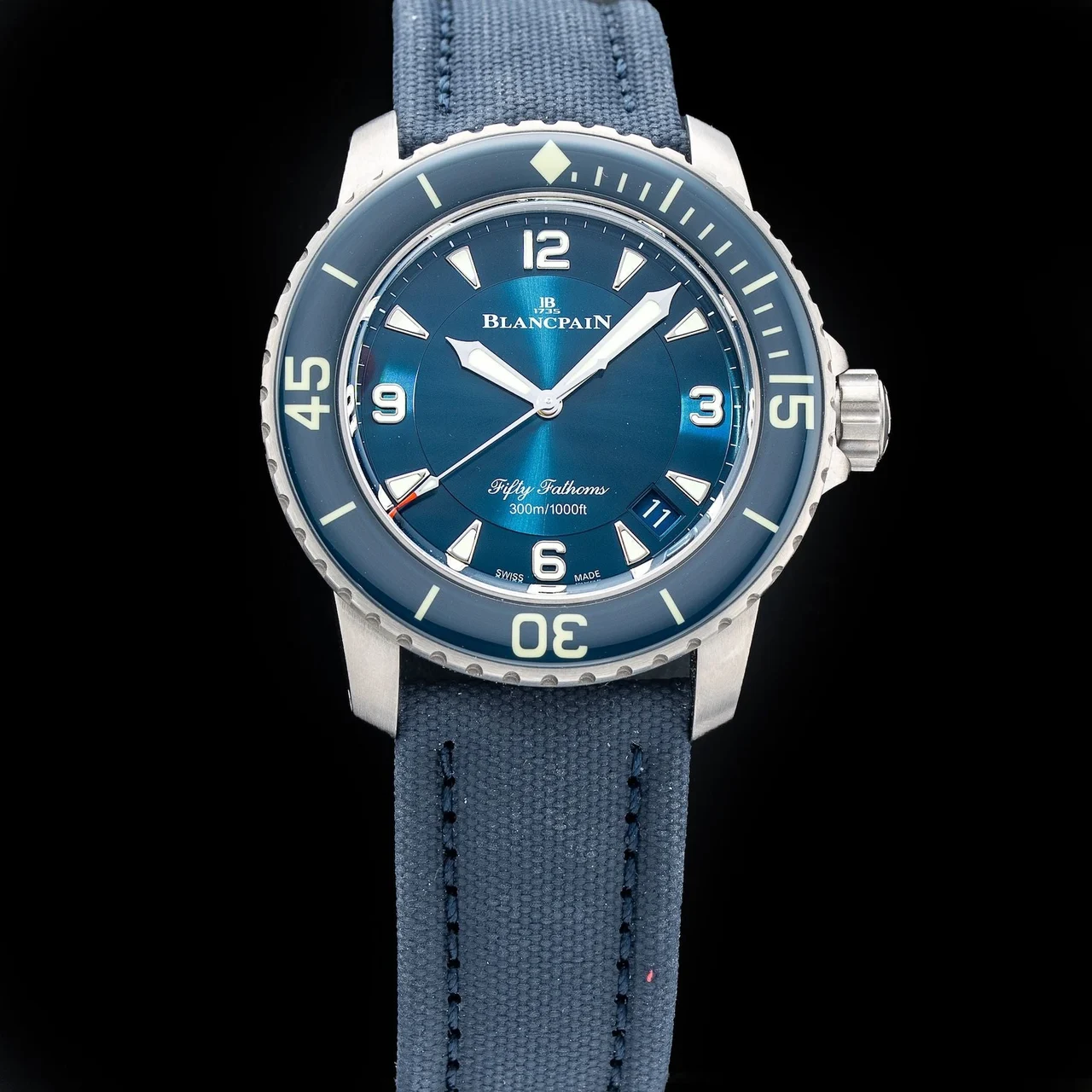 Blancpain Fifty Fathoms 5015 12B40 O52B Blue Dial POC210009N34655 45 mm kol saati