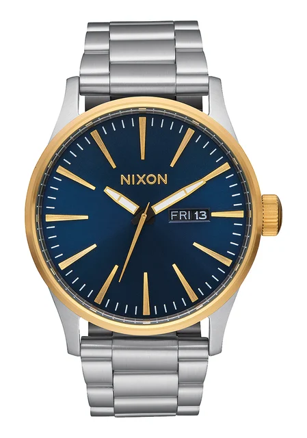 Nixon US Sentry Stainless Steel - Gold / Blue Sunray A356-1922-00 kol saati